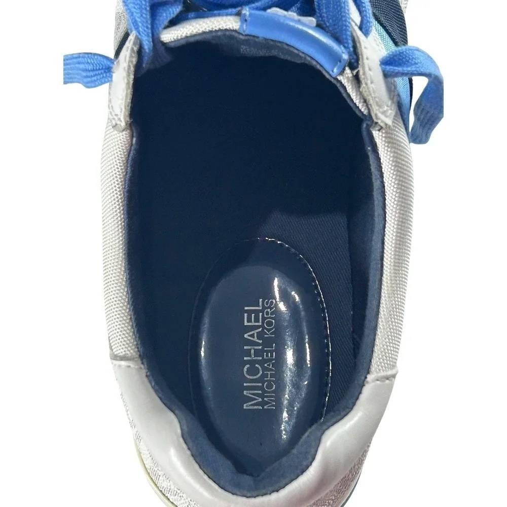 Michael Kors Allie Trainer Sneakers Womens Size 9M Blue Silver MK‎ Logo Lace Up - Picture 7 of 12